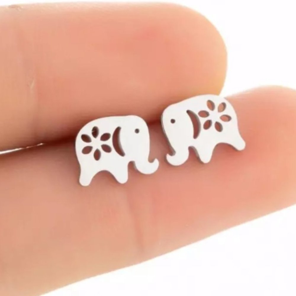 Stainless Steel Elephant 🐘 Stud Earrings